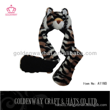 lovely tiger pattern winter hats with long fur earflaps 2013 with braids